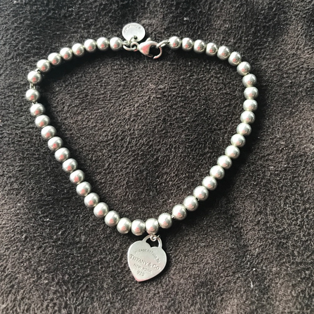Tiffany & Co Tag Bead Bracelet Pink Heart